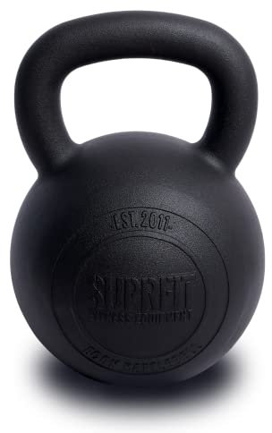 SUPRFIT - Econ Professional Kettlebell 40Kg - Pulverbeschichtete Kugelhantel aus massivem Gusseisen für Fitness, Crossfit & Krafttraining - Schwarze Kettlebells Hantel für Homegym und Fitnessstudios