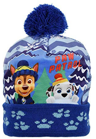 PAW PATROL Kinder Jungen Wintermütze Gr. 52-54 Strickmütze blau rot Beanie neu!, Farbe:blau, Größe:54