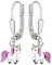 CLEVER SCHMUCK Silberne Kinder Ohrringe als Ohrhänger 23 mm kleines Einhorn 9x8mm bunt lackiert STERLING SILBER 925 für Mädchen im Etui rosa