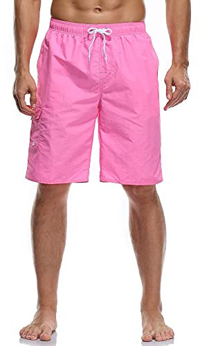 Vocanbomor Short de Bain à séchage Rapide pour Homme avec Doublure en Maille (B27 Rose, 36), Rose B27, 36