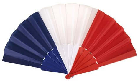 P'TIT Clown - 18120 - Eventail Pliable - French Fan - Bleu, Blanc, Rouge - Parfait pour Supporter la France Lors des Célébrations, Matchs, Événements Sportifs, Coupe du Monde et Europe, JO - Ø 40 cm