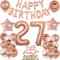 Luftballon 27. Geburtstag frau Rosegold deko Folienballon 27 jahre Geburtstags deko frau Rosegold set happy Birthday 27 Geburtstagsdeko frau Ballon 27 jahre Geburtstag Dekoration Frauen set（27）