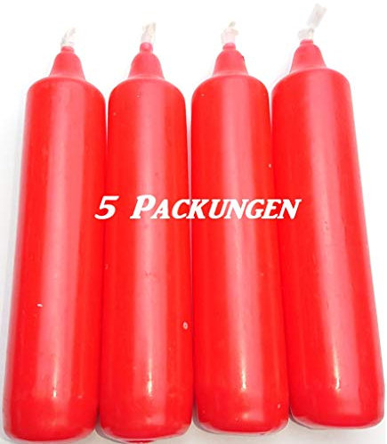Ebersbacher Wachswaren apog Versand 5er Pack Adventskerzen rot ca. 23 x 105 mm (5 x 4 Stück) Weihnachtskerzen, Christbaumkerzen, Pyramidenkerzen, Baumkerzen, Kerzen