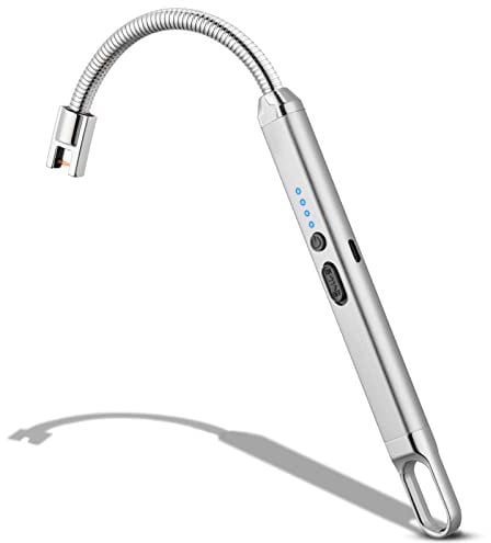 Lichtbogen Feuerzeug Elektrisch Feuerzeug USB Aufladbar Elektro Feuerzeug für Küche Kerzen Gasherde Grill (Silber)