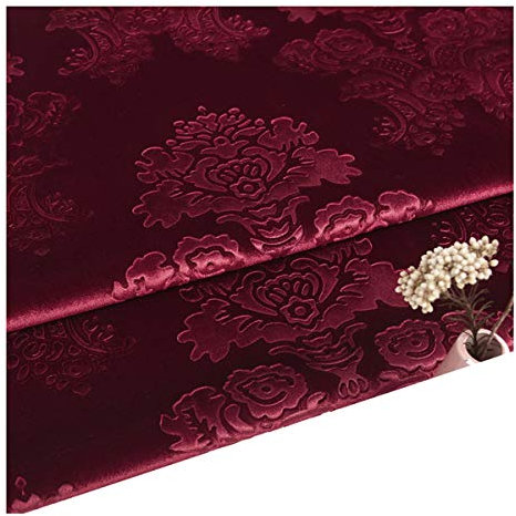 NAKAN Geprägter Samtstoff Möbelstoff Meterware 140cm Breit Im Vintage-Stil für Polster, Heimdekoration, Näharbeiten, Sofa-Stuhlbezug, Vorhang(Color:RED2)…