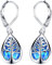 925 Sterling Silver Jewellery Exquisite Water Drop Blue White Fire Opal Life Tree Dangle Earrings For Women(blue)