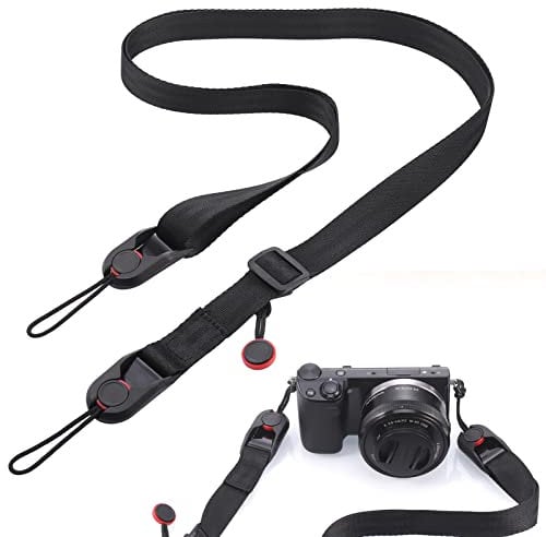 Zocipro Cinghia Fotocamera Universale Con Clip a Sgancio Rapido, Tracolla per Fotocamera Tracolla Reflex Regolabile con Sistema di Sicurezza Quick Lock, Adatto per Canon Nikon Sony Fujifilm DSLR