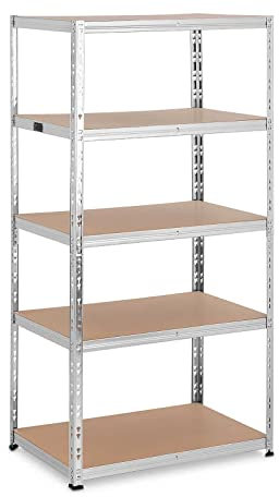 MSW MSW-STSH-36 Schwerlastregal 90 x 60 x 180 cm für 5 x 175 kg Grau Metallregal Kellerregal