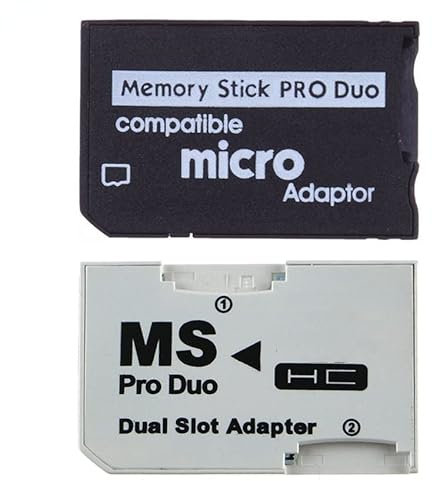 Kocak Gold Memory Card Adapter, Micro SD to Memory Stick PRO Duo, for PSP 1000 2000 3000, 128GB Capacity, White Dual Slot