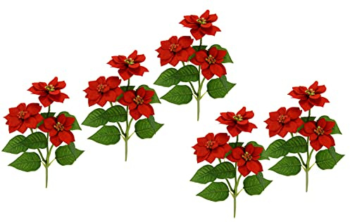 Künstlicher Poinsettiazweig mit 3 Blüten Poinsettia Blume Kunstblume Weihnachtsstern Weihnachtliche Zweig Weihnachtsdeko Weihnachtsblume X'Mas Strauß Geschenk Deko Adventsstern Christstern