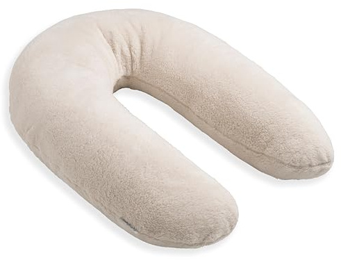 Baby's Only - Stillkissen XXL Cozy - Schwangerschaftskissen zum Schlafen - Seitenschläferkissen mit Bezug - Plüschmond Komfortkissen Erwachsene - Warm Linen - 160 cm