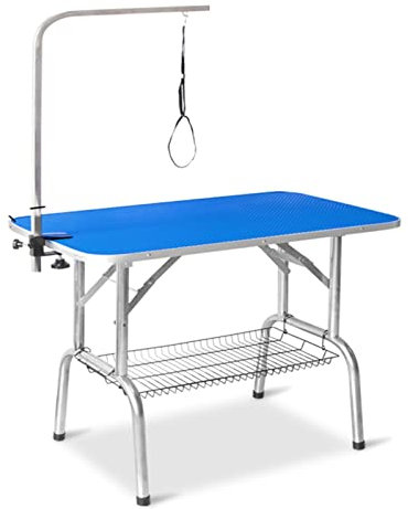 Trimmtisch für Hunde Zusammenklappbarer Pflegetisch Für Hunde Großer Rassen, Hochbelastbar Trimmtisch Für Haustiere Zum Nägelschneiden Zu Hause, Blaues Ablagefach, Belastung 200kg ( Size : S-80x50x80c