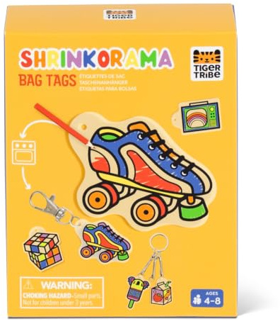 Tiger Tribe Shrinkorama Bag Tags, Make Your Own Bag Tags & Keyrings | Make Your Own Bag Tags & Keyrings, Arts & Crafts Kit for Kids Age 5+
