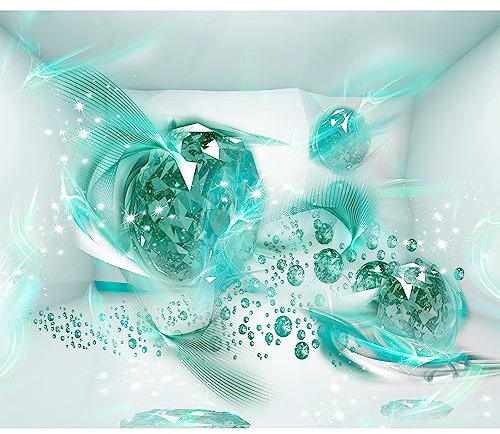 murando - Fototapete Premium-Vlies Abstrakt 250x175cm Foto Tapete Schlafzimmer Wohnzimmer Vliestapete XXL Motivtapeten Bildtapete 3d Effekt Wand Dekoration Flur Diamant optisch blau türkis weiß