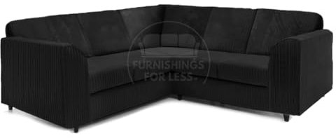 Furnishings For Less UK New Ferguson 2 Corner 2 Jumbo Cord FullBack Dual Arm (Full Back, Black)