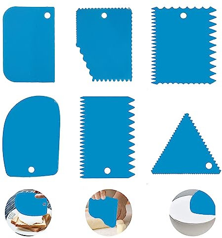 Lot de 6 spatules à pâte, grattoirs à gâteau, en plastique et silicone, coupe-pâte, spatules antiadhésives, pour pizza, pâtisseries, pain, gâteaux, accessoires de cuisson