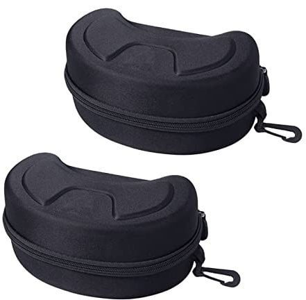 SUNTRADE Großes Hartschalenetui für Sportbrillen, Schneebrillen-Box, Aufbewahrungs-Halter, Schutzbrillenetui, 2 Stück, Schwarz, Einheitsgröße