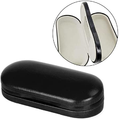 Morningmo Custodia rigida per occhiali a doppio strato, per 2 paia di occhiali, portatile, può contenere 2 paia di occhiali, 2 in 1 a doppio strato, nero