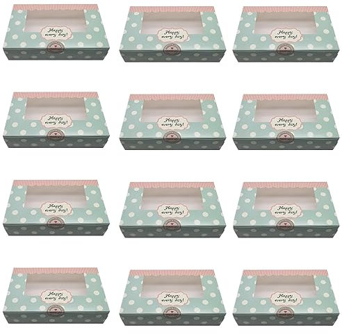 6 Holes Cupcake Box, 12 Pieces Cupcake Boxes with Window Including Stickers, Cupcake Box for Carrying Displaying Tasty Muffins, Cupcakes, Fairy Cakes, Treats, Cookies