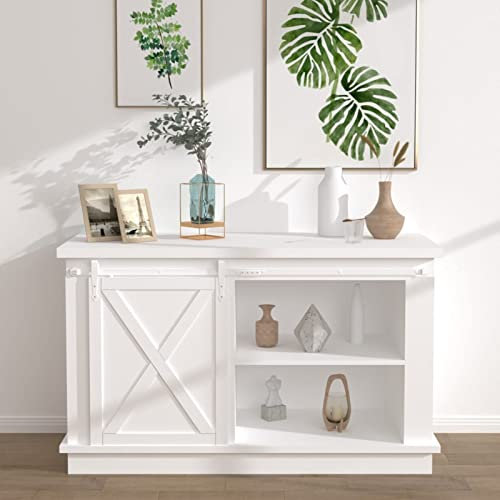 Homgoday Mini porte coulissante sur rail en acier au carbone blanc 122 cm, porte placard coulissante, porte d'entrée extérieure pour jardin, terrasse, extérieur, intérieur