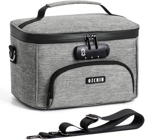 OZCHIN Große Aufbewahrungsbox mit Zahlenschloss, Karbonfutter, verschließbare Tasche, langlebige Aufbewahrungskoffer, stilvolle und tragbare Reisetasche, Organizer, abschließbare Box, tolles Geschenk