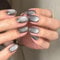 Ceboic 24Pcs Short Almond French Grey Tip Press on Nails - Glitter Cat Eye Fake Kit, Oval Acrylic Full Cover Glue on Artificial Glossy Stick on for Women and Girls