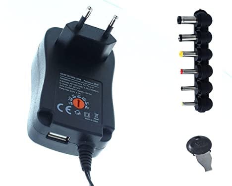 Fuente de alimentación universal, transformador con 6 adaptadores, 3 V, 4,5 V, 5 V, 6 V, 7,5 V, 9 V, 12 V, 2 A, 30 W, cargador variable con USB 2,1 A