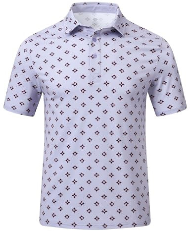 MoFiz Herren-Golf-Polo-Shirts, modischer Druck, kurzärmelig, feuchtigkeitsableitend, Sport, Outdoor, Poloshirts für Herren, Ib (Geometrie Grau), Mittel