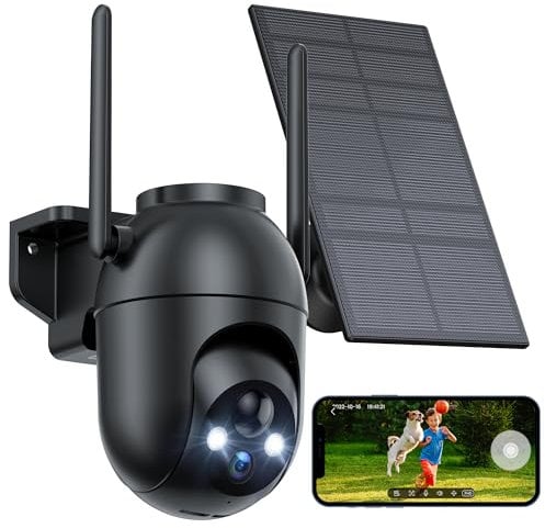 VIMKIM Überwachungskamera Aussen Akku WLAN Solarpanel: 360 Grad WiFi Camera Outdoor Wireless Bewegungsmelder Alarm AußEnkamera Kabellos Home Security Monitor Kabellos IP66