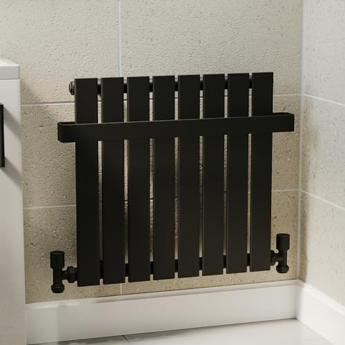 Mojave Black Horizontal Single Panel Radiator with Heated Towel Bar 600 x 604mm