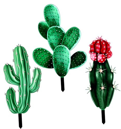 SEWOART 3piezas Estacas De Cactus Acrílicas Decoración De Jardín Adornos para Patio Exterior
