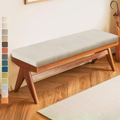 Lsjoaw Bankauflage 75 X 35 X 4CM Sitzkissen Bankpolster Wasserdicht Schmutzabweisend und Kratzfest Sitzkissen für Fensterbank Esstisch Gartenbank Schaukel Terrasse Bank Drinnen Sitz Milchig Weiß