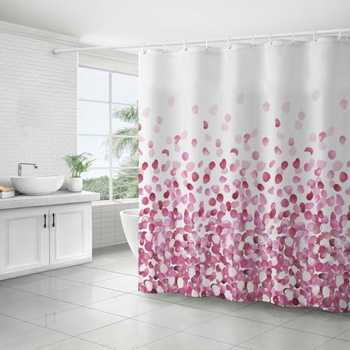 FAIRYGATE Duschvorhang Antischimmel 180x180 cm Rosa Bad Waschbar Duschvorhänge Polyester Textil Wasserdicht Badevorhang für Badewanne mit 12 Haken B8411