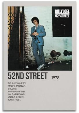 NUSLNG Billy Joel Poster 52nd Street von Billy Joel, Raumdekoration, ästhetische Schlafzimmerdekoration, Leinwandposter für Schlafzimmer, 30 x 45 cm, ungerahmter Stil