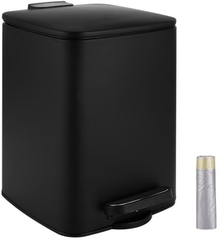 ZOFUN Rubbish Bin, 6 L Small Pedal Bin with Soft Close Lid, Stainless Steel Kkitchen Bin with Inner Bucket, Silver Slim Kitchen Bin for Home, Office, Bedroom, Kitchen, Garbage, 27.9 x 19.5 x 24.2 CM