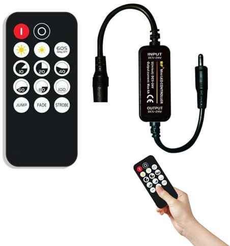 Mini RF Dimmer Controller, Mini RF Dimmer Controller 14 Tasten, DC5-24V, 14 Tasten LED Remote Controller, LED Fernbedienung 12V, LED Fernbedienung, RF Wireless Fernbedienung Dimmer, (Single Color)