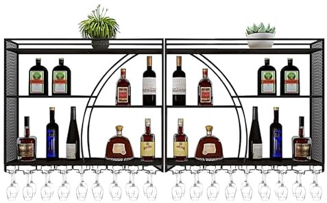 Botellero Vino Pared Vinoteca Mueble Bar Garrafeira Mini Bar Wine Rack Mueble Comedor Muebles de Cocina con Soporte Copas Colgante para Barra para Bar Cocina Comedor(Nero,78.7*31.5*9.8in)