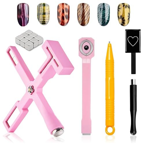 WishesMar 6 Stück Multifunktion Nail Art Magnetstift DIY Magic 3D Magnet Stick Set Verwendung mit Cat Eye Gel oder Nagellack - Magnetische Stift Katze Eye Pen für Ideal Katzenaugen Magische Effekt