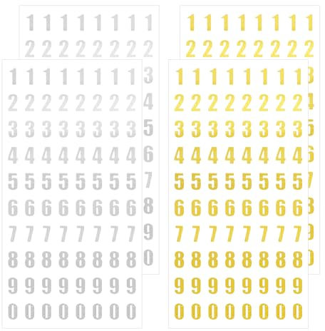 4 Blatt Zahlen Aufkleber Gold Silber Zahlen zum Aufkleben 0-9 Klebezahlen 320 Stück Glitter Number Stickers Selbstklebende Zahlen für DIY Handgemachte Sammelalben Grußkarten Kunsthandwerk Datum