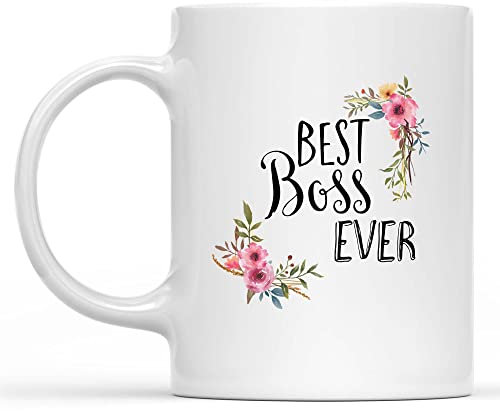 IKJHG Tasse Best Boss Ever Mug Best Boss pour Boss Cadeau pour Boss Femme Boss Tasse à café Boss Mug à café Boss Mug humoristique en céramique pour anniversaire Noël 325 ml Blanc