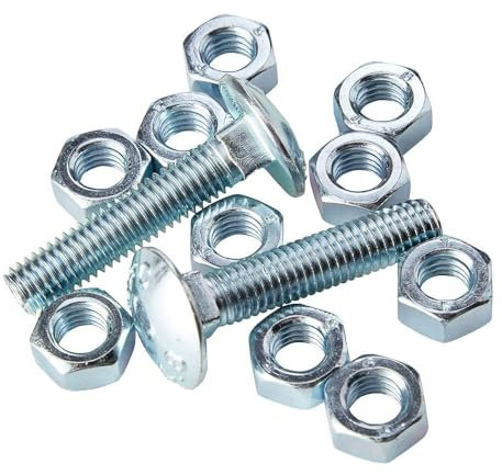 10x M8 x 25mm Coach Cup Carriage Square Bolts with Hexagon Full Nuts & Free Flat Washers Zinc Plated, with Dome Mushroom Heads. Durable, Corrosion-Resistant Fasteners