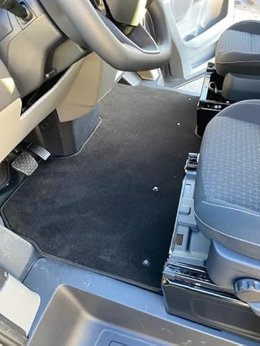 autix Fußmatten 1-teilig Dicker Velour schwarz kompatibel für Ford Transit Custom Trend ab 2023 2 Einzelsitze im Fahrerhaus