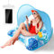 NlsqEU Fauteuil Gonflable Piscine,Bouée Piscine d'eau Gonflable avec Porte-Gobelet et Poignées Pochette Etanche Smartphone,Flottantes Hamac Gonflable Bouée Piscine Adulte avec Auvent de Protection