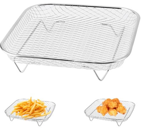8 Pouces Air Fryer Rack en Acier Inoxydable, Rack de Friteuse à Air Empilable, Multifonctional, 20 X 20 X 4 cm Air Fryer Rack, Convient aux Friteuses D'une Capacité Supérieure à 5,5 Litres