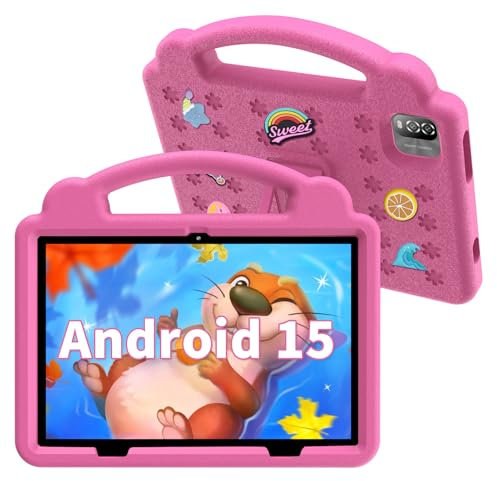 VASOUN Kids Tablet 10 inch, Android 15 Tablet for Kids with 12GB(3GB+9GB Expand) RAM+64GB ROM,Computer PC with Parental Control,Time Limits, Age Filters,6000mAh Battery-Pink