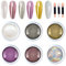 GZMAYUEN 6 Colors Chrome Nail Powder, Metallic Mirror Effect Holographic Nail Chrome Powder, Magic White Pearl Chrome Powder for Nails Art Decoration