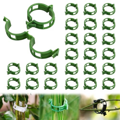 DEJIN 100 Pcs Plant Clips - Plastic Plant Clips for Climbing Plants,Reusable Plant Support Clips for Tomatoes, Vines,Cucumbers, and Climbing Plants for Indoor & Outdoor (100, Green)