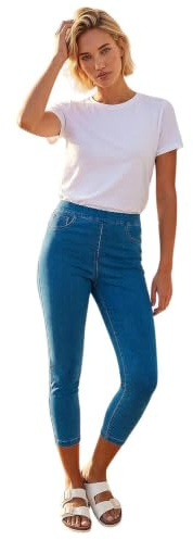 Roman Originals Shape Enhance Stretch Crop Jeggings for Women UK - Ladies Everyday Holiday Spring Summer Comfy Soft Evening Vacation Work Party - Denim - Size 20