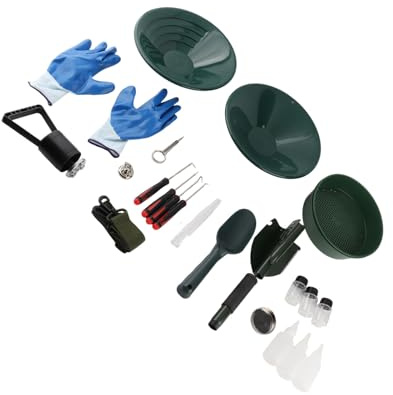 Fockety Kit portatile per la ricerca dell'oro con 50 scatola pieghevole, strumenti leggeri in lega di alluminio per la ricerca dell'oro, per l'esplorazione dei corsi d'acqua.