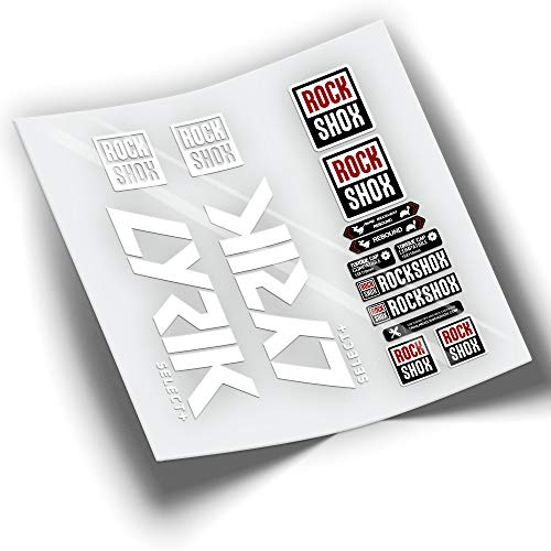 Ref: VP371 Aufkleber, kompatibel mit Rock-Shox LYRIK SELECT + 2019-2022 MTB, Sticker, Aufkleber, Mountainbike-Vinyl. (Neongelb) (weiß)